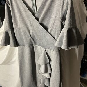 Gray Ruffle Wrap Dress